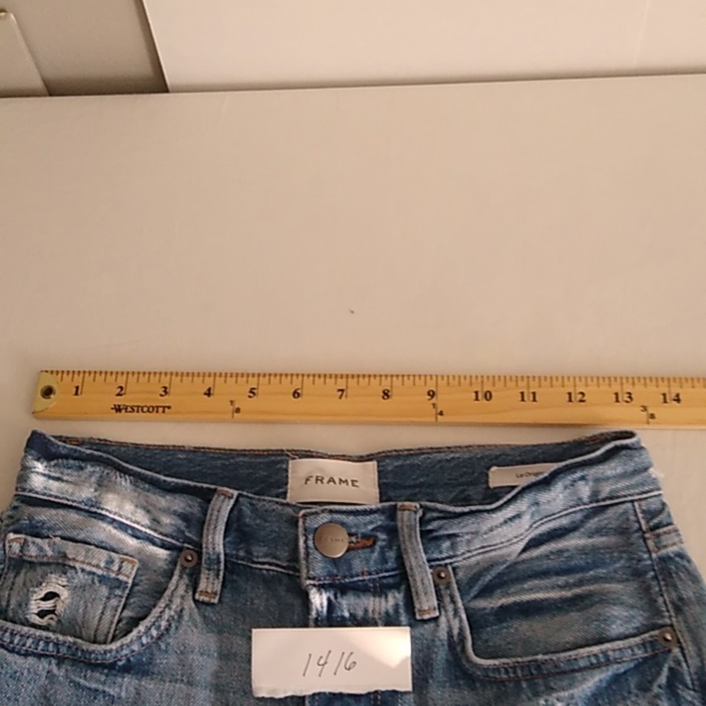 FRAME Women’s Le Original High rise Distressed Button fly Jeans sz 25 light wash - Picture 9 of 16